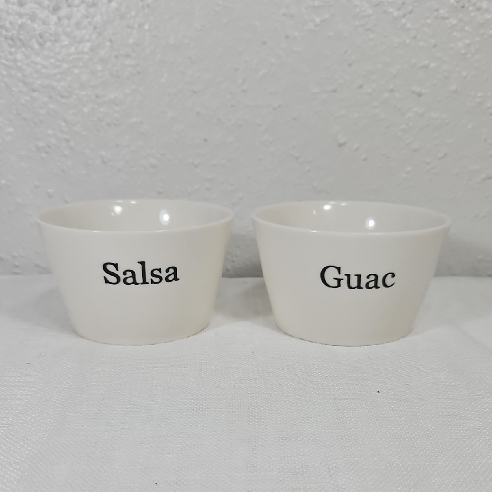 White Salsa & Guac Ceramic Dip Bowls - Set of 2